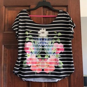 Floral Striped Strappy Top